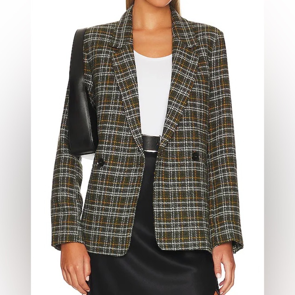 Anine Bing Madeleine Blazer| Green Plaid | SZ L